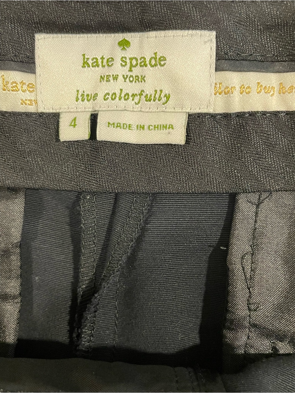 Kate Spade Grant Straight Leg Cropped Pants With Slits And Bows Black Size 4 - Picture 9 of 10